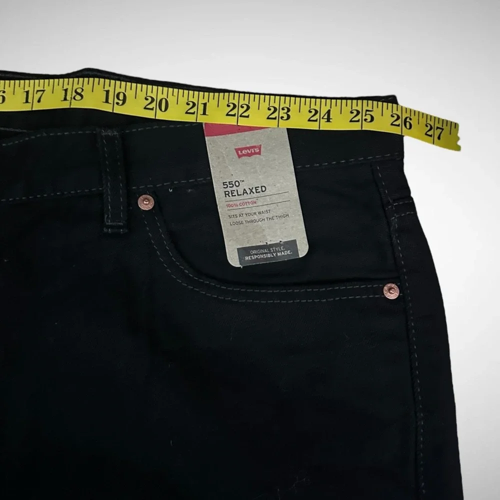 Levis Jeans Men's 52 X 34 Solid Black 550 Relax Fit Brand new Y2K Baggy Straight